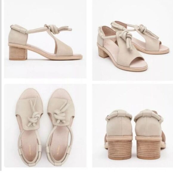 Alpha60 Ayaka Leather Cream Tan Heeled Sandal Knot Detail size 38 7.5 US resort - Picture 6 of 8